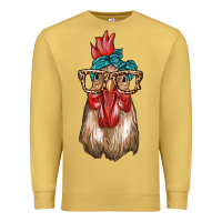 Antique Gold chicken with bandana and leopard Premium Sweatshirt - texasbilliewilder
