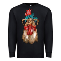 Black chicken with bandana and leopard Premium Sweatshirt - texasbilliewilder