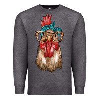 Charcoal Heather chicken with bandana and leopard Premium Sweatshirt - texasbilliewilder