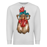 Dove Grey chicken with bandana and leopard Premium Sweatshirt - texasbilliewilder