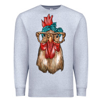 Heather Grey chicken with bandana and leopard Premium Sweatshirt - texasbilliewilder