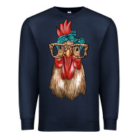 Navy chicken with bandana and leopard Premium Sweatshirt - texasbilliewilder