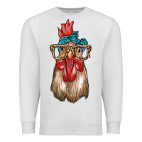 Oatmeal Heather chicken with bandana and leopard Premium Sweatshirt - texasbilliewilder