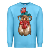 Ocean Blue chicken with bandana and leopard Premium Sweatshirt - texasbilliewilder