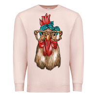 Pale Pink chicken with bandana and leopard Premium Sweatshirt - texasbilliewilder