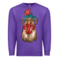 Purple chicken with bandana and leopard Premium Sweatshirt - texasbilliewilder