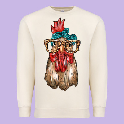 Chicken With Bandana And Leopard Premium Sweatshirt Designed By Texasbilliewilder