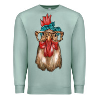 Seafoam chicken with bandana and leopard Premium Sweatshirt - texasbilliewilder