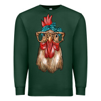 Sports Green chicken with bandana and leopard Premium Sweatshirt - texasbilliewilder