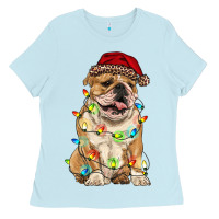Baby Blue christmas bulldog Ladies Tee - RanaPortraitStore