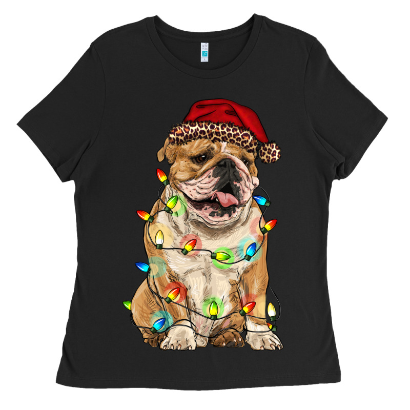 Christmas Bulldog Ladies Tee by RanaPortraitStore | Teevron