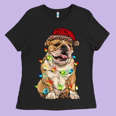 Christmas Bulldog Ladies Tee Designed By Ranaportraitstore