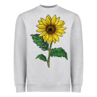 Heather Grey Sunray yellow sunflower Heavyweight Sweatshirt - LillyAllenDesigns