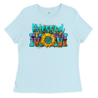 Baby Blue blessed mom sunflower Ladies Tee - Zillion Design Studio