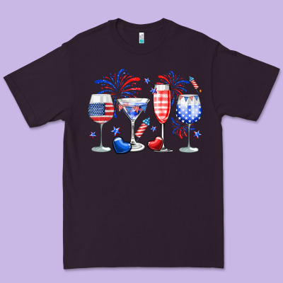 4th Of July Wine Glasses Premium Tee Designed By Neo Western