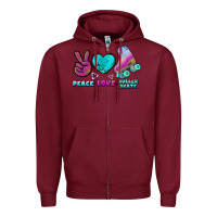 Burgundy peace love roller skate Zipper Hoodie - BundleAndBundleShop