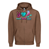 Chestnut peace love roller skate Zipper Hoodie - BundleAndBundleShop