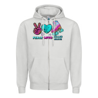 Dove Grey peace love roller skate Zipper Hoodie - BundleAndBundleShop