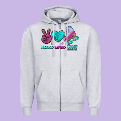 Peace Love Roller Skate Zipper Hoodie Designed By Bundleandbundleshop