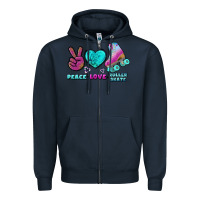 Navy peace love roller skate Zipper Hoodie - BundleAndBundleShop