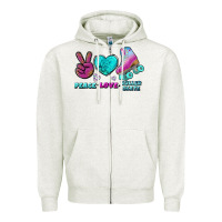 Oatmeal Heather peace love roller skate Zipper Hoodie - BundleAndBundleShop