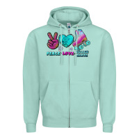 Seafoam peace love roller skate Zipper Hoodie - BundleAndBundleShop