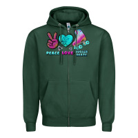 Sports Green peace love roller skate Zipper Hoodie - BundleAndBundleShop