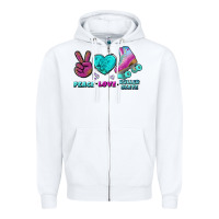 White peace love roller skate Zipper Hoodie - BundleAndBundleShop