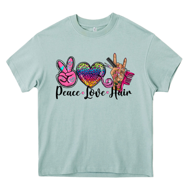 Peace Love Hair Heavy Core Tee by BarkalooDesign | Teevron
