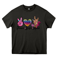 Asphalt peace love hair Heavy Core Tee - BarkalooDesign