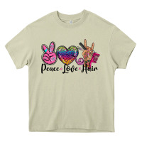 Mossy peace love hair Heavy Core Tee - BarkalooDesign