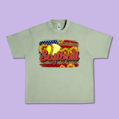 Western American Flag Softball Urban Heavy Tee Designed By Lillyallendesigns