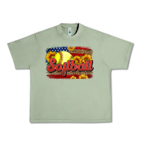 Oil Green Western American Flag Softball Urban Heavy Tee - LillyAllenDesigns