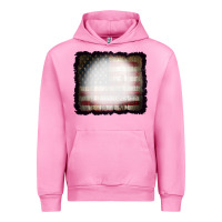 Fuchsia Pink America Wood Flag with bBeach Effect Urban Hoodie - CowCowDesign