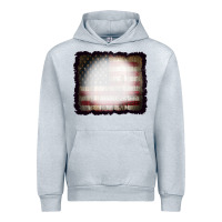 Heather Grey America Wood Flag with bBeach Effect Urban Hoodie - CowCowDesign