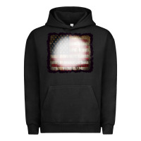 Pigment Black America Wood Flag with bBeach Effect Urban Hoodie - CowCowDesign