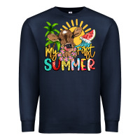 Navy My first summer baby cow Premium Sweatshirt - NancyCooperArtShop