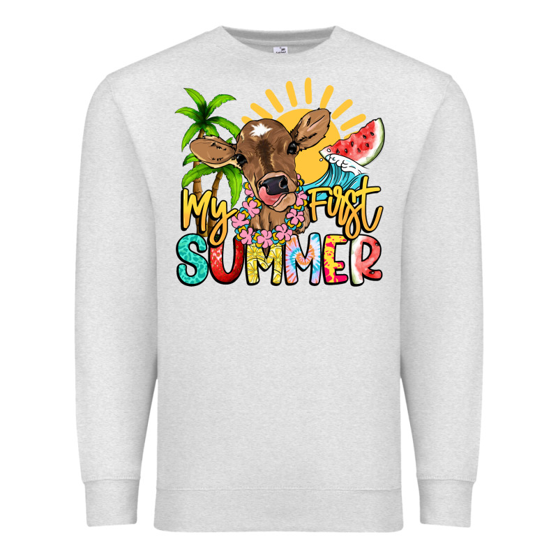 My First Summer Baby Cow Premium Sweatshirt by NancyCooperArtShop | Teevron