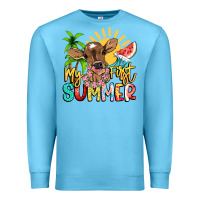 Ocean Blue My first summer baby cow Premium Sweatshirt - NancyCooperArtShop