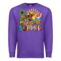 Purple My first summer baby cow Premium Sweatshirt - NancyCooperArtShop