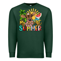 Sports Green My first summer baby cow Premium Sweatshirt - NancyCooperArtShop
