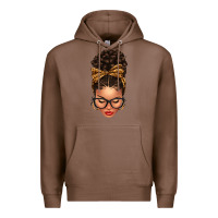 Chestnut Light skin afro messy bun leopard bow Premium Hoodie - texasbilliewilder