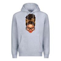 Heather Grey Light skin afro messy bun leopard bow Premium Hoodie - texasbilliewilder