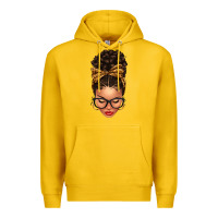 Lemon Light skin afro messy bun leopard bow Premium Hoodie - texasbilliewilder