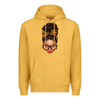 Mustard Light skin afro messy bun leopard bow Premium Hoodie - texasbilliewilder