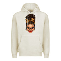 Oatmeal Heather Light skin afro messy bun leopard bow Premium Hoodie - texasbilliewilder