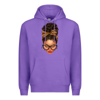 Purple Light skin afro messy bun leopard bow Premium Hoodie - texasbilliewilder