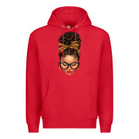 Red Light skin afro messy bun leopard bow Premium Hoodie - texasbilliewilder
