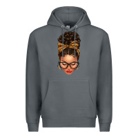 Rock Light skin afro messy bun leopard bow Premium Hoodie - texasbilliewilder