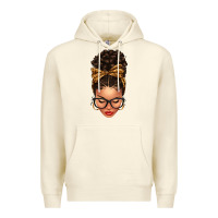 Sandshell Light skin afro messy bun leopard bow Premium Hoodie - texasbilliewilder